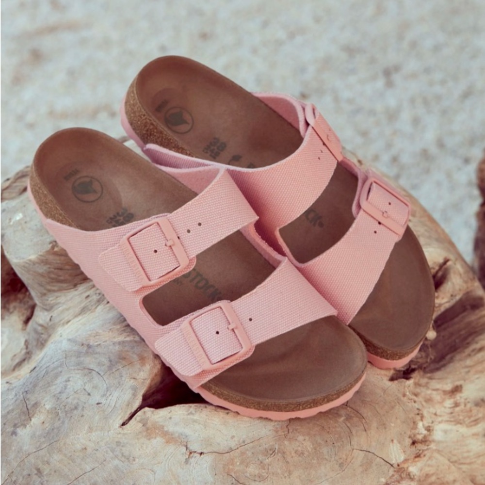 Birkenstock PALE PINK Arizona Vegan Canvas Slides 39 EUC